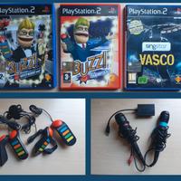 PS2 Buzz e Singstar con telecomandi e microfoni