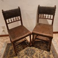 Antica coppia sedie legno in stile Enrico II, XIX