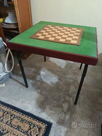 Tavolo da gioco scacchi dama in legno richiudibile