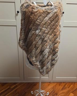 Poncho mantella STEFANEL vera pelliccia coniglio