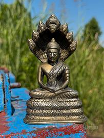 Statua Buddha con Naga in ottone
