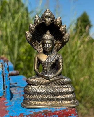 Statua Buddha con Naga in ottone