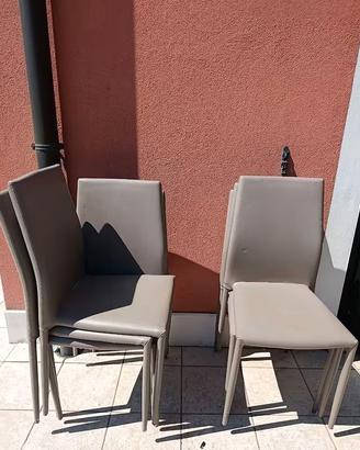 7 SEDIE ECOPELLE GRIGIO CASA