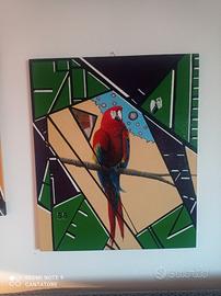 Dipinto moderno geometrico con specchio 