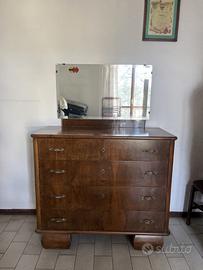 Comò Vintage Anni '40-'50 in Legno con Specchiera