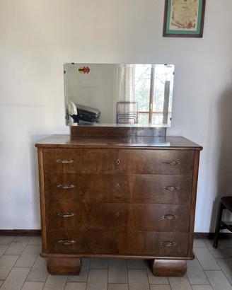 Comò Vintage Anni '40-'50 in Legno con Specchiera
