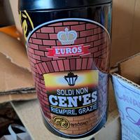 salvadanaio euro birra ceres lattina lire dollaro