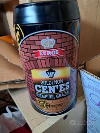 salvadanaio euro birra ceres lattina lire dollaro