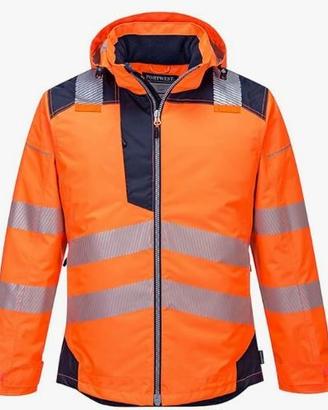 Giacca arancione cappuccio impermeabile XL