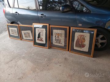 5 quadri papiro papiri egiziano dipinti a mano