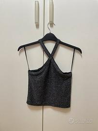 Top glitterato nero