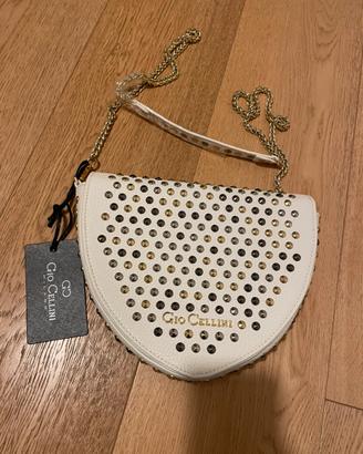 Borsa tracolla bianca con borchie