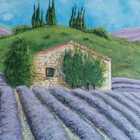 Quadro Acrilico su Tela Casale in Provenza 60x50