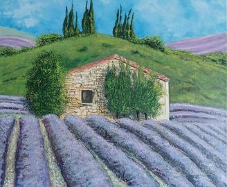 Quadro Acrilico su Tela Casale in Provenza 60x50