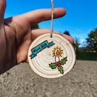 Addobbo natalizio in legno pirografato a mano