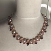 Collana artigianale crochet con perle e cristalli