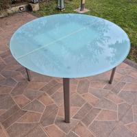 Tavolo tondo in cristallo allungabile Calligaris