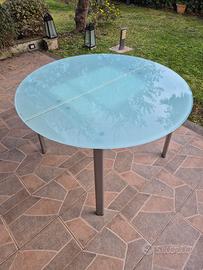 Tavolo tondo in cristallo allungabile Calligaris