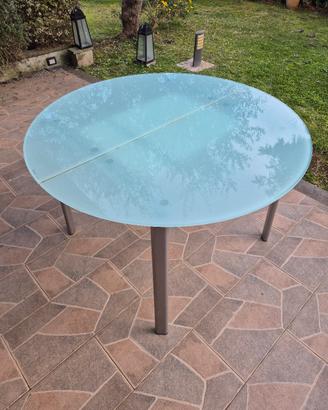 Tavolo tondo in cristallo allungabile Calligaris