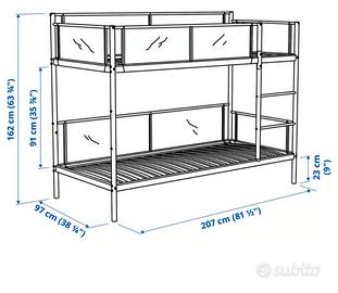 LETTO A CASTELLO + 2 MATERASSI