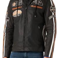 giacca moto vintahe pelle e guanti 