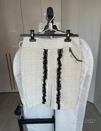 Gonna bianca a matita in tessuto bouclet