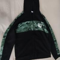 Arena Felpa Zip Cappuccio Nero Verde Camo Bambino