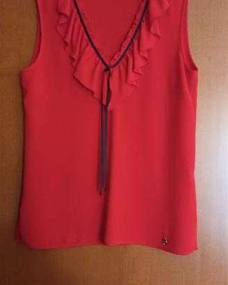 Top Smanicato colorRossoConVolant Cannella TagliaM