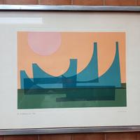 QUADRO SERIGRAFIA A.GUARDIGLI ANNI 70 FIRMATA-2