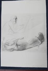 Manzu' Giacomo litografia originale timbro a secco