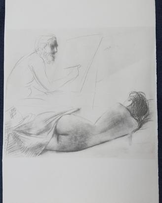 Manzu' Giacomo litografia originale timbro a secco