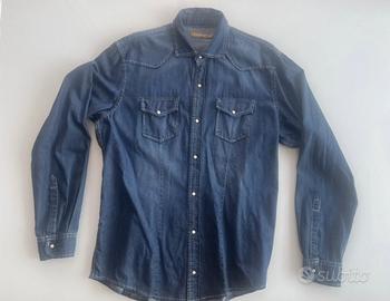 Camicia denim uomo XL blu, effetto slavato