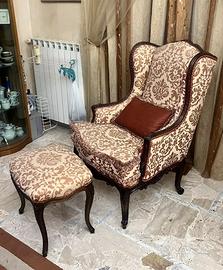 Poltrona Bergere con pouff