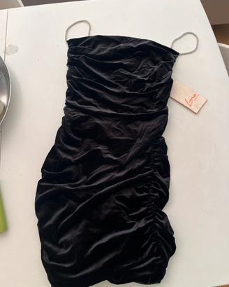 Vestito nero velluto con spalline