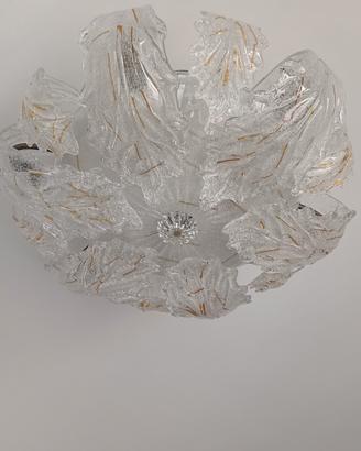 Lampadario plafoniera in vetro di murano a foglie