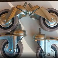 Kit ruote girevoli in gomma, 2 con freno e 2 senza