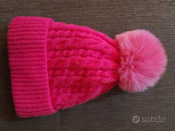 caldo cappello trecce donna rosa con pelliccetta 