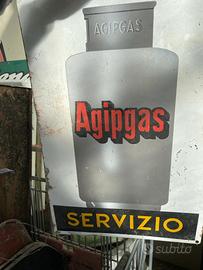 Insegna pubblicitaria smaltata Agipgas