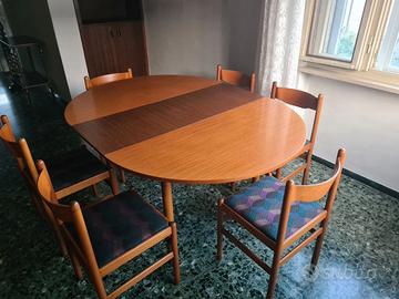 Tavolo Rotondo Estensibile a Ovale + 6 Sedie