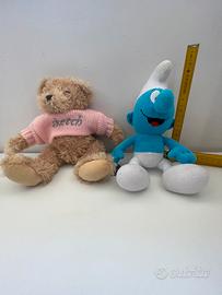 2 peluches  Teddy e Puffo