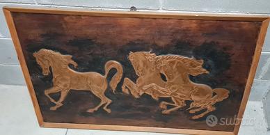 Quadro cavalli in rilievo