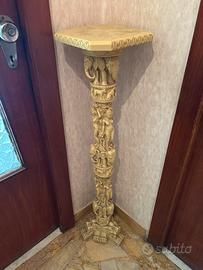 Colonna vintage porta vaso in polvere di avorio