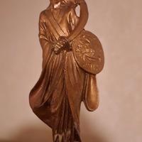 Statuetta samurai dorata stile giapponese anni 70