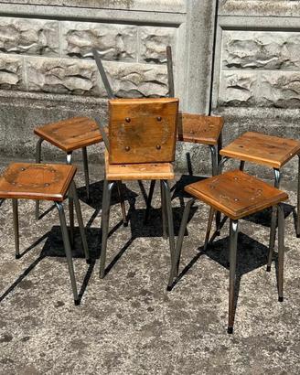 Set di 8 sgabelli industriali vintage