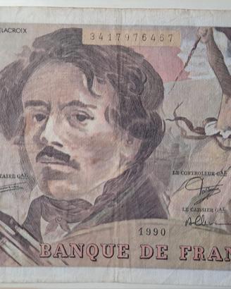 Banconota vintage 100 franchi francesi Delacroix