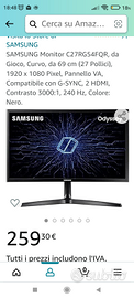 SAMSUNG Monitor 27 pollici da Gaming Curvo 240 mhz