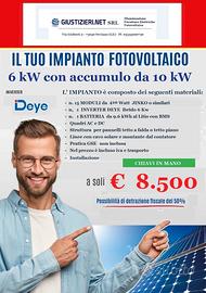 IMPIANTO CHIAVI IN MANO DEYE 6 KW + 10 KW ACCUMULO