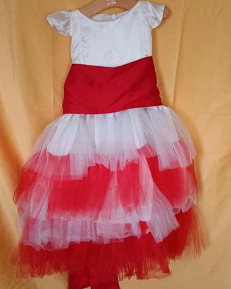 vestito bimba damigella rosso bianco  sartoriale 