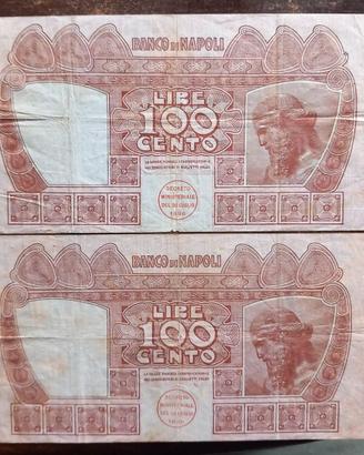 Banconote da 100 lire 1896 Banco di Napoli