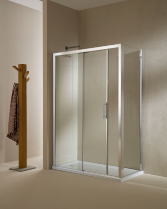 BOX DOCCIA 120X80/90 PORTA+FISSO (SX/DX) SILVER